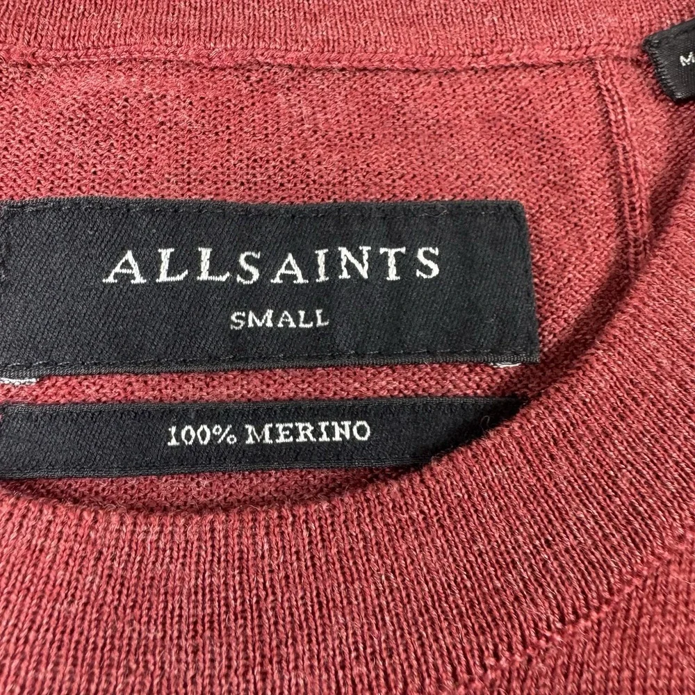 AllSaints Orange Mode Merino Wool Ram Logo Crewneck Sweater Mens Small MK129D